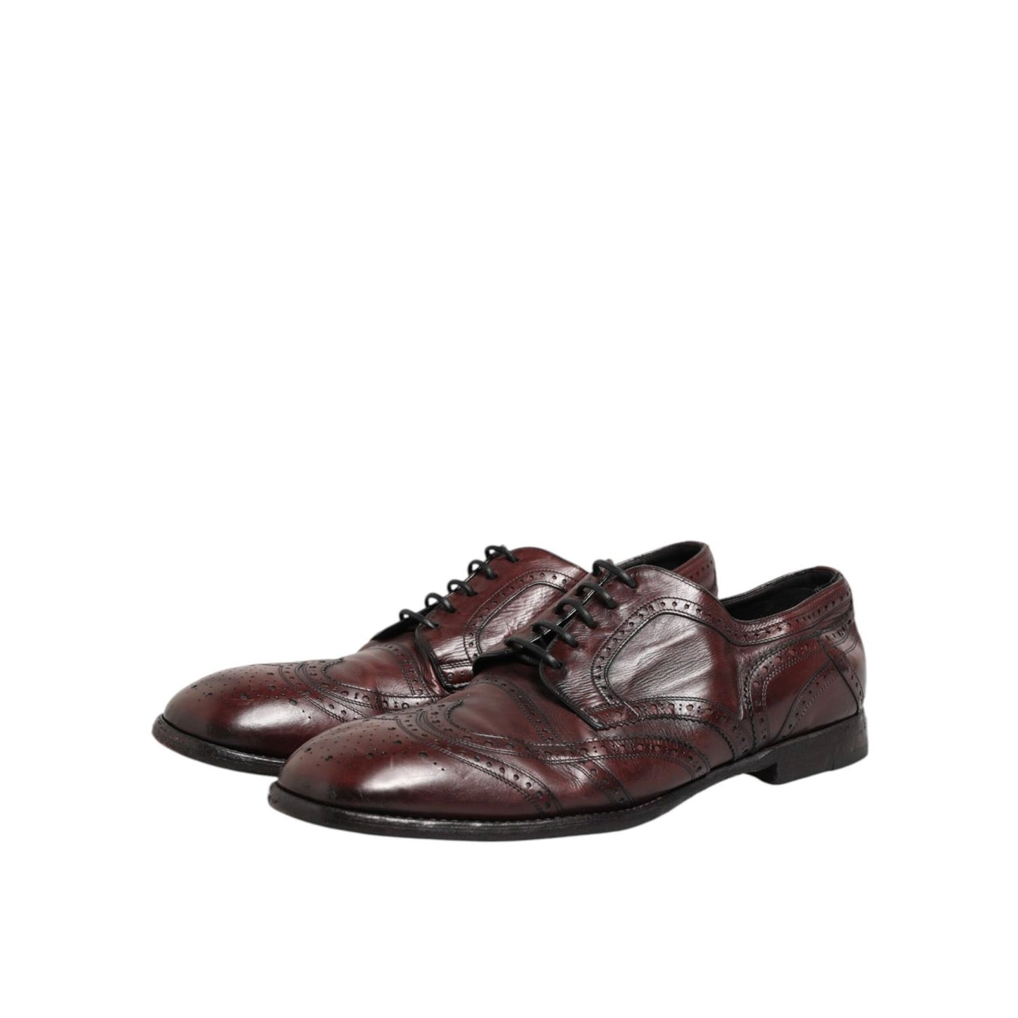 Dolce & Gabbana Bordeaux Leather Lace Up Dress Derby Shoes Dolce & Gabbana