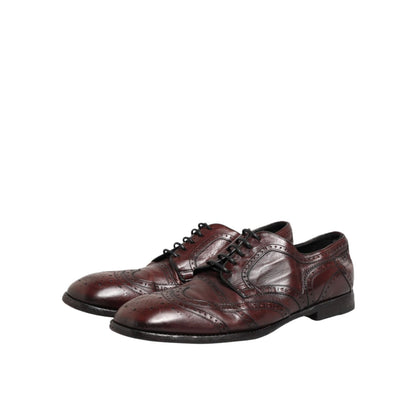 Dolce & Gabbana Bordeaux Leather Lace Up Dress Derby Shoes Dolce & Gabbana