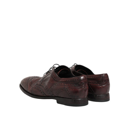 Dolce & Gabbana Bordeaux Leather Lace Up Dress Derby Shoes Dolce & Gabbana