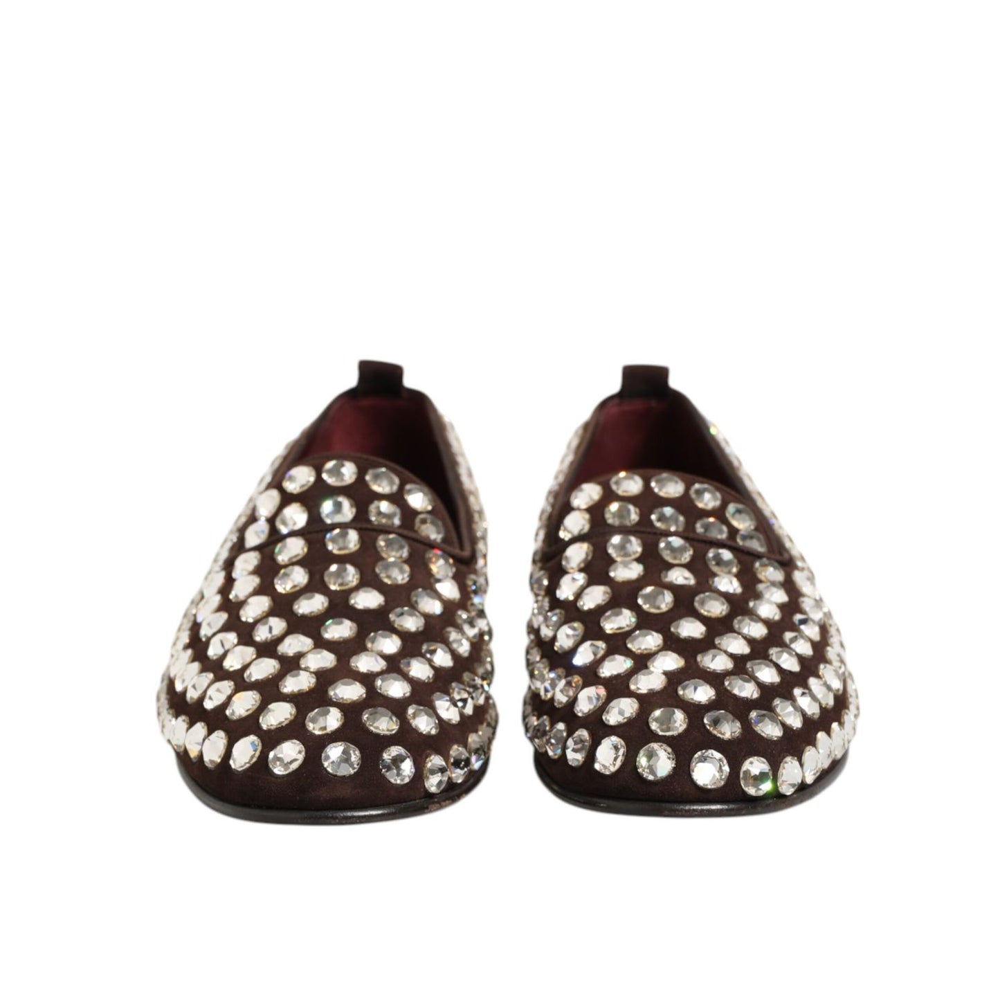 Dolce & Gabbana Bordeaux Suede Crystals Loafers Dress Shoes Dolce & Gabbana