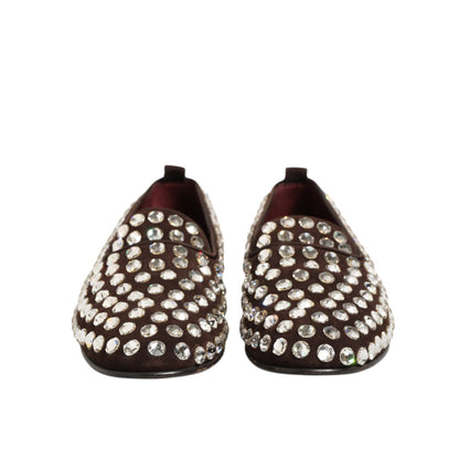Dolce & Gabbana Bordeaux Suede Crystals Loafers Dress Shoes Dolce & Gabbana