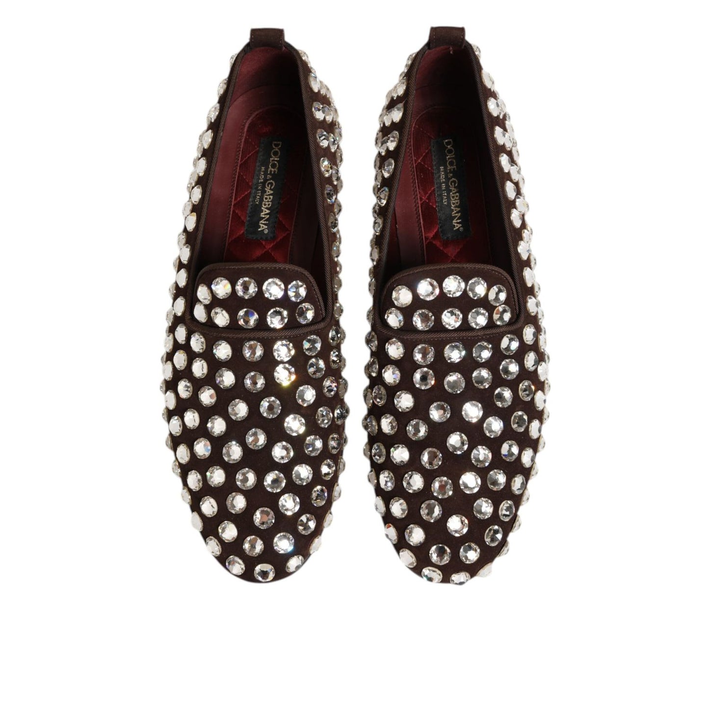 Dolce & Gabbana Bordeaux Suede Crystals Loafers Dress Shoes Dolce & Gabbana