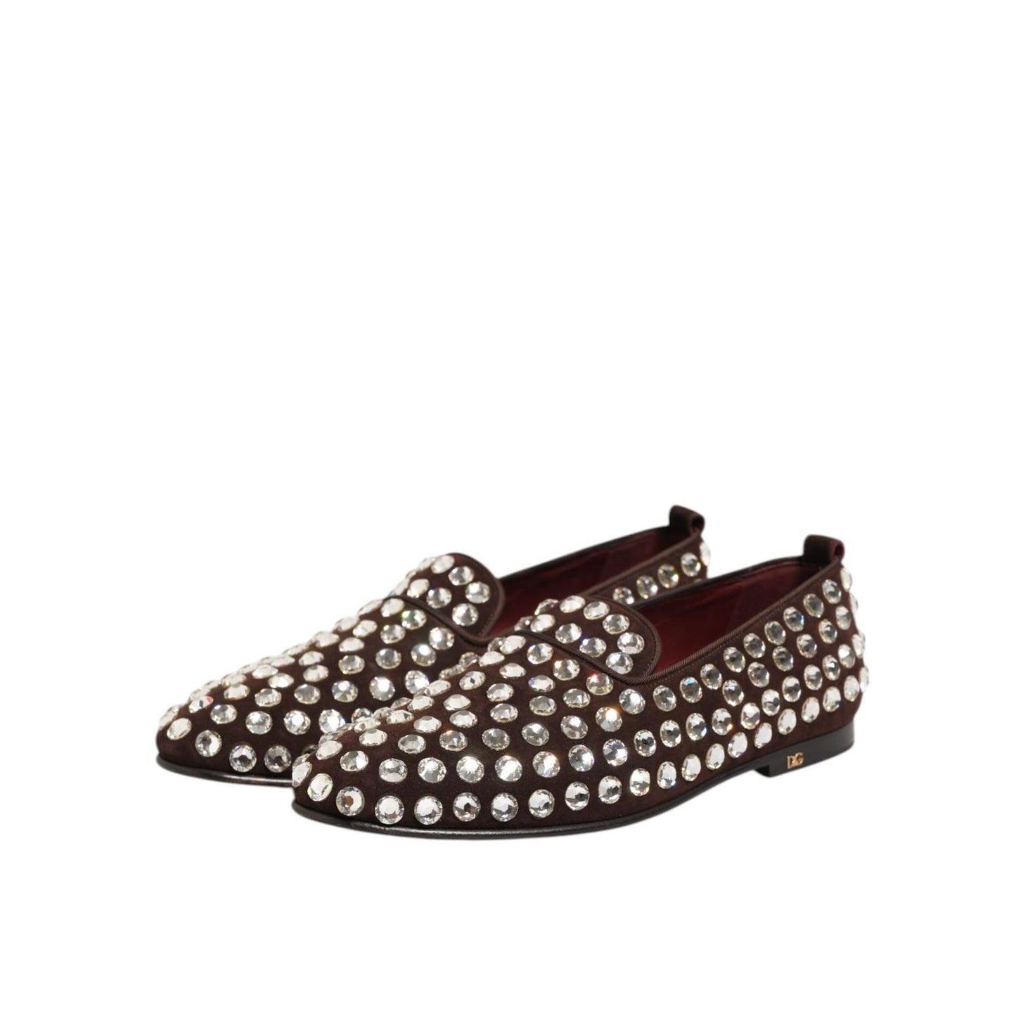 Dolce & Gabbana Bordeaux Suede Crystals Loafers Dress Shoes Dolce & Gabbana