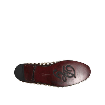 Dolce & Gabbana Bordeaux Suede Crystals Loafers Dress Shoes Dolce & Gabbana