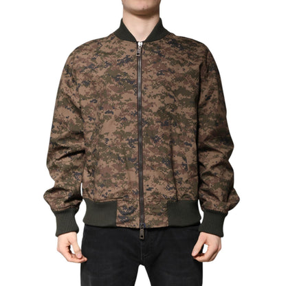 Dolce & Gabbana Brown Camouflage Bomber Full Zip Jacket Dolce & Gabbana