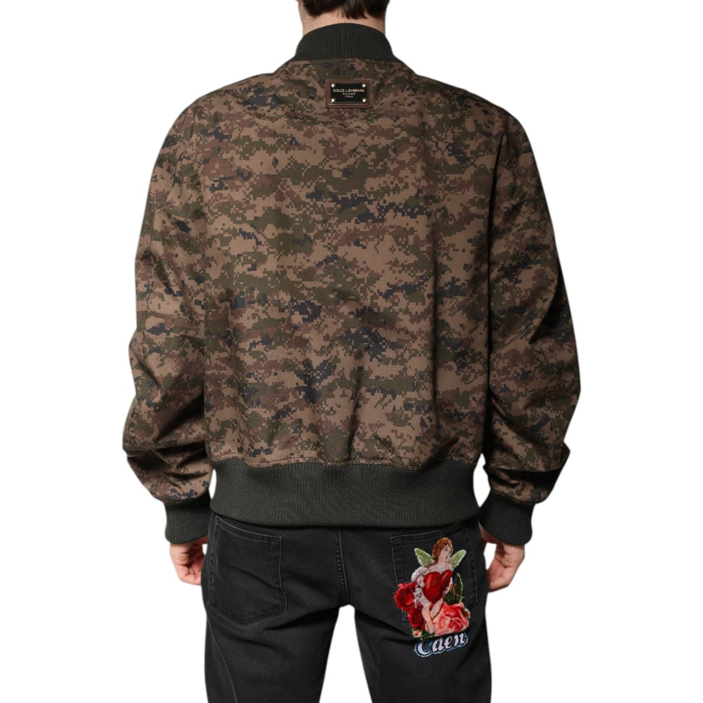 Dolce & Gabbana Brown Camouflage Bomber Full Zip Jacket Dolce & Gabbana