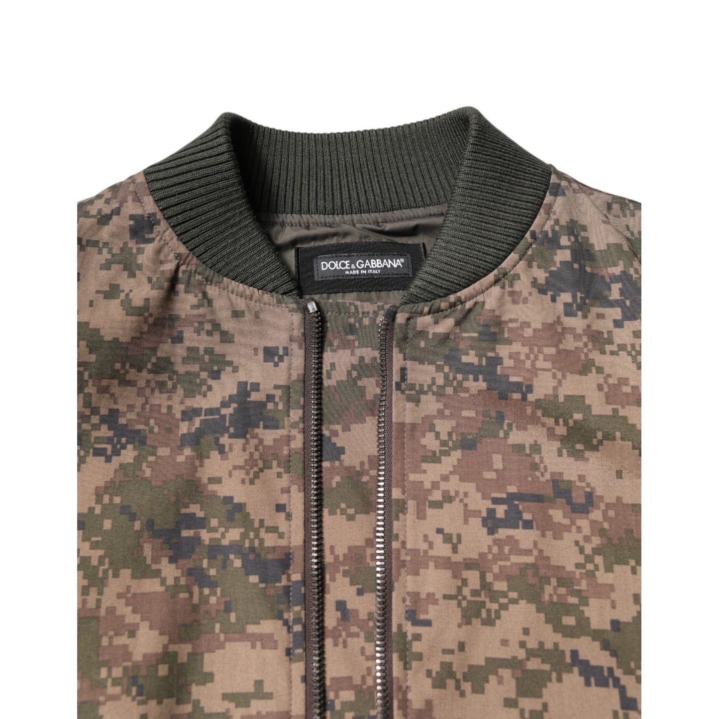Dolce & Gabbana Brown Camouflage Bomber Full Zip Jacket Dolce & Gabbana