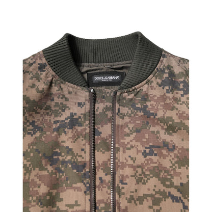 Dolce & Gabbana Brown Camouflage Bomber Full Zip Jacket Dolce & Gabbana