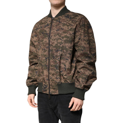 Dolce & Gabbana Brown Camouflage Bomber Full Zip Jacket Dolce & Gabbana