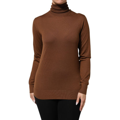 Dolce & Gabbana Brown Cashmere Turtle Neck Pullover Sweater