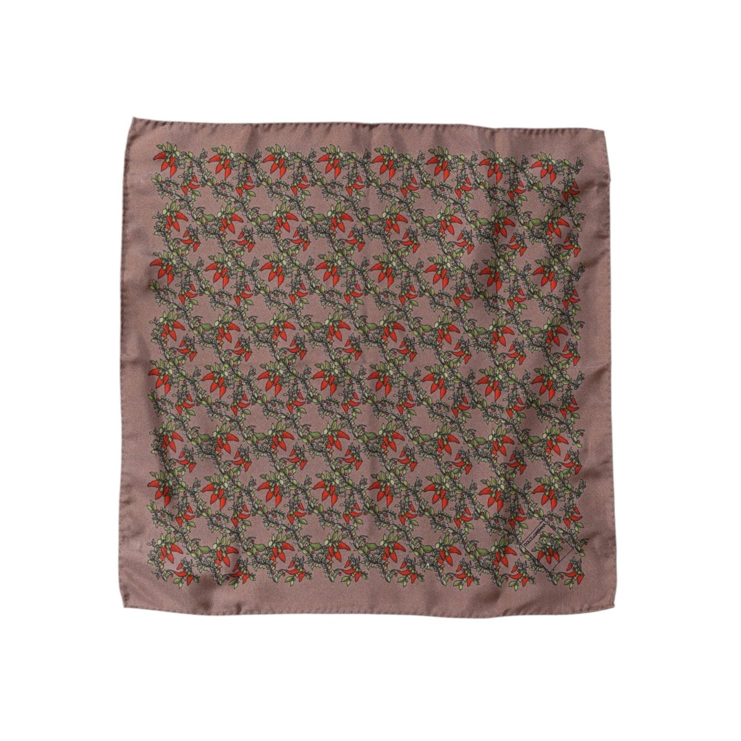 Dolce & Gabbana Brown Chilis Silk Square Men Foulard Scarf Dolce & Gabbana