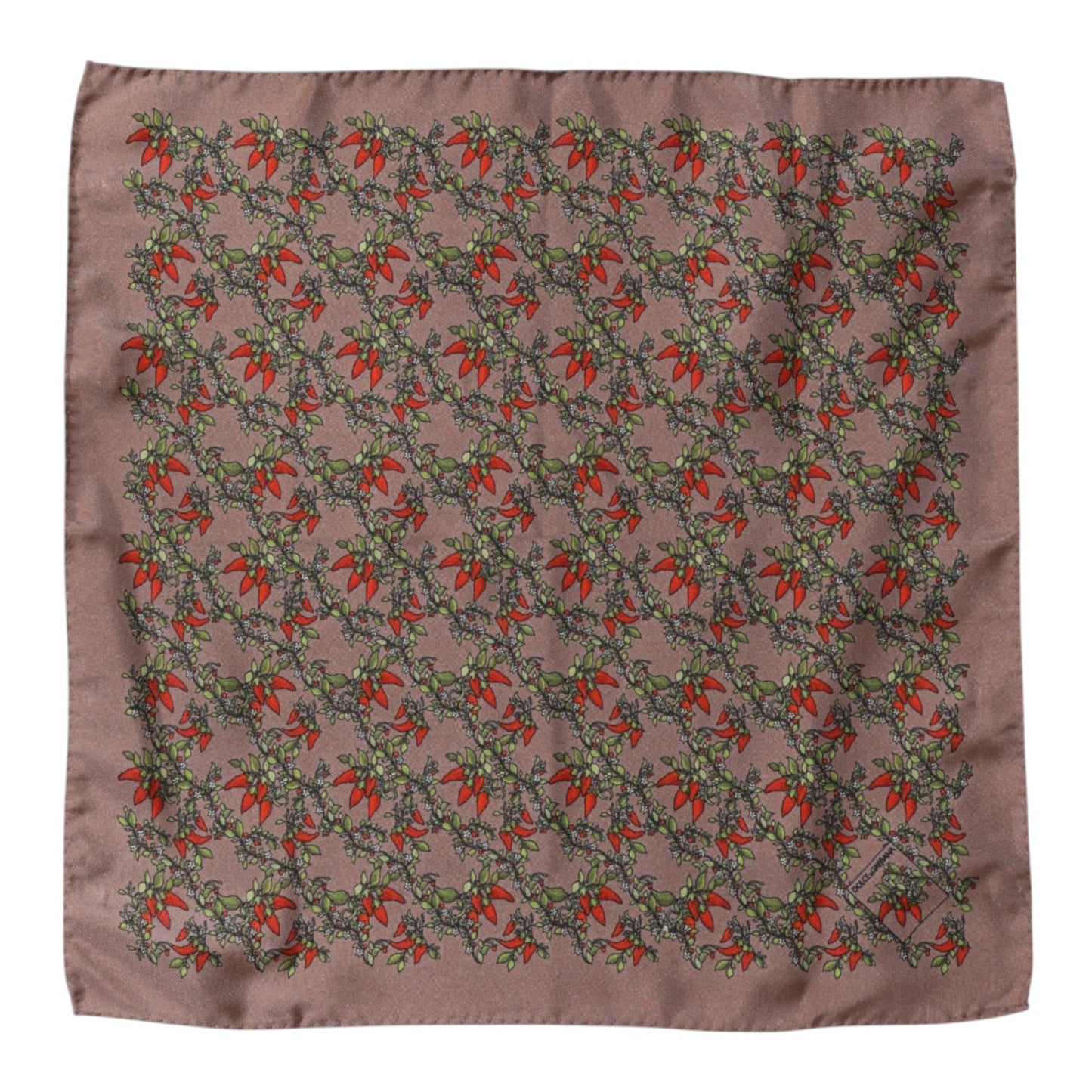 Dolce & Gabbana Brown Chilis Silk Square Men Foulard Scarf Dolce & Gabbana