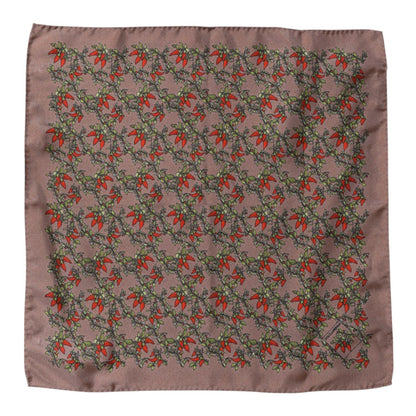 Dolce & Gabbana Brown Chilis Silk Square Men Foulard Scarf Dolce & Gabbana