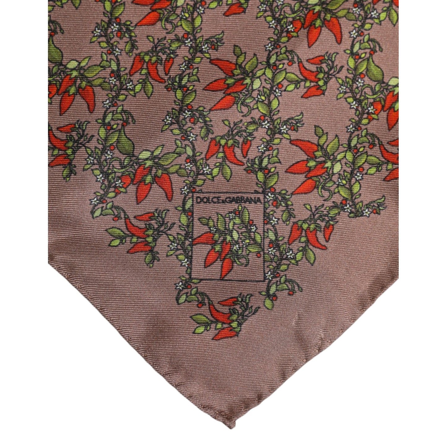 Dolce & Gabbana Brown Chilis Silk Square Men Foulard Scarf Dolce & Gabbana