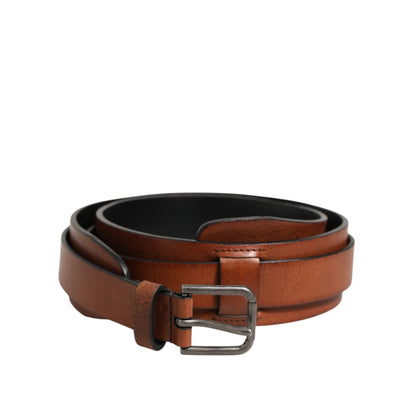 Dolce & Gabbana Brown Classic Gold Metal Logo Buckle Men Belt Dolce & Gabbana