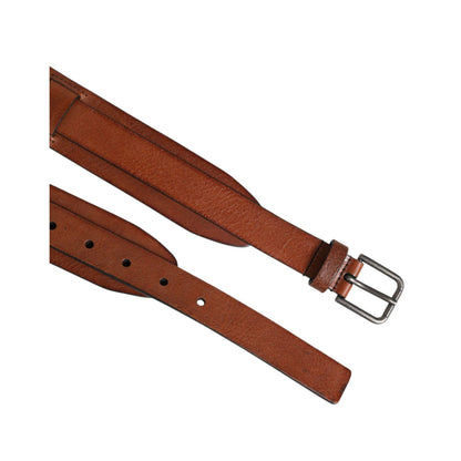 Dolce & Gabbana Brown Classic Gold Metal Logo Buckle Men Belt Dolce & Gabbana