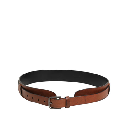 Dolce & Gabbana Brown Classic Gold Metal Logo Buckle Men Belt Dolce & Gabbana