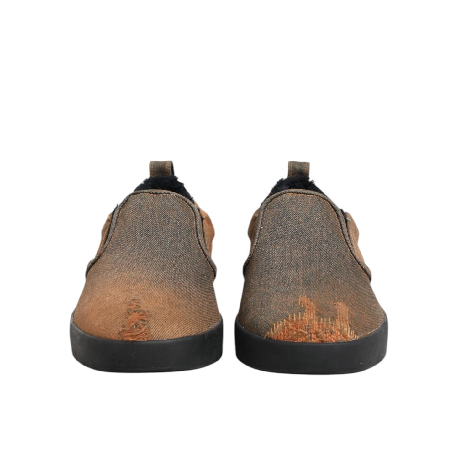 Dolce & Gabbana Brown Cotton Low Top Slip On Sneakers Shoes Dolce & Gabbana