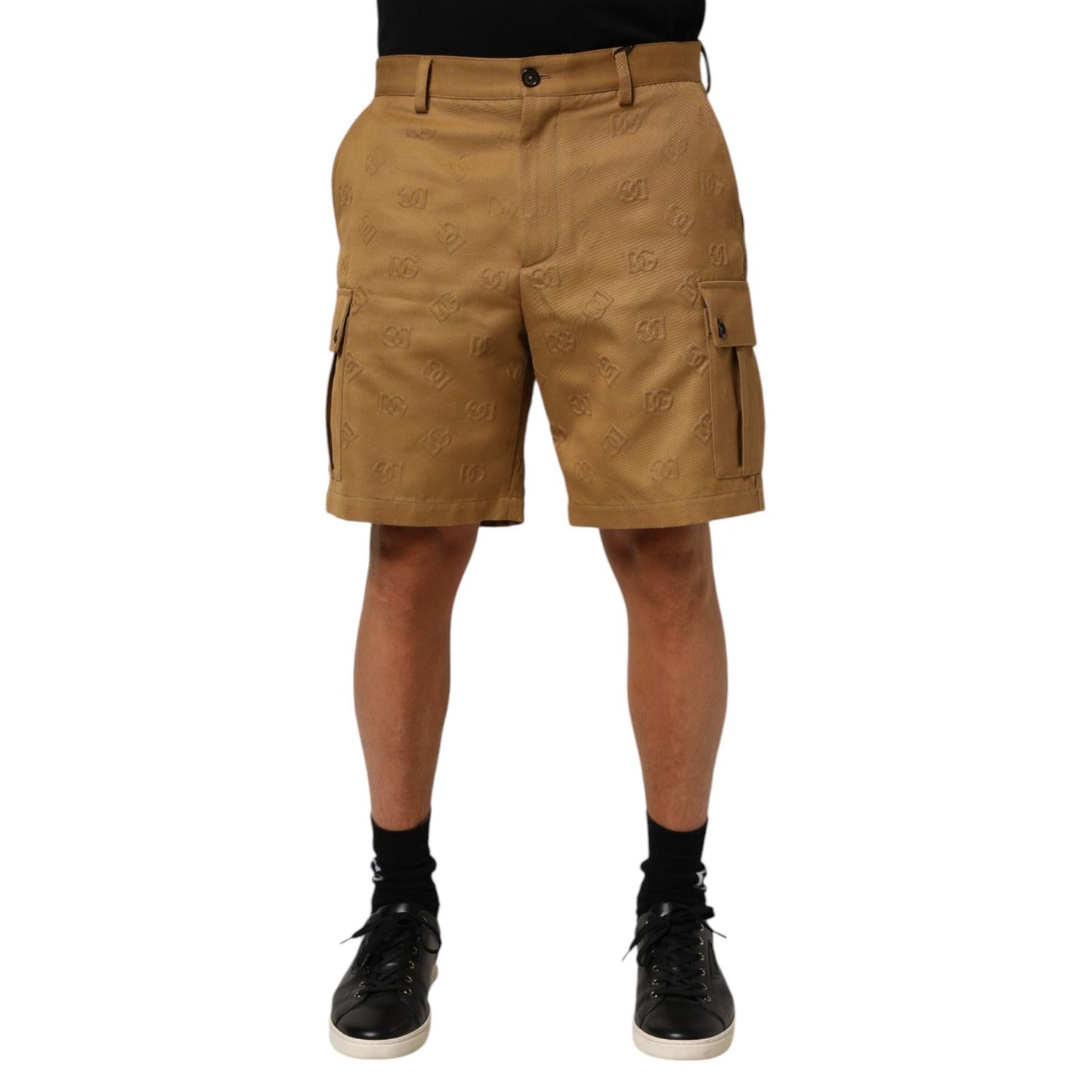 Dolce & Gabbana Brown Cotton Stretch Logo CargoBermuda Shorts Dolce & Gabbana