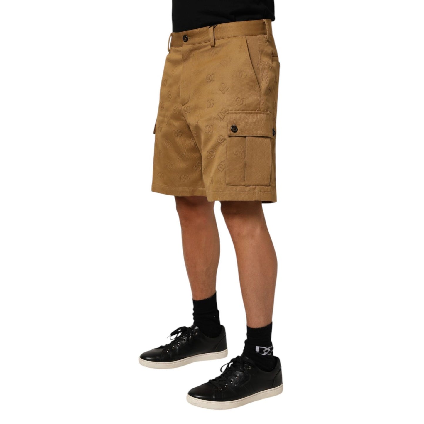 Dolce & Gabbana Brown Cotton Stretch Logo CargoBermuda Shorts Dolce & Gabbana