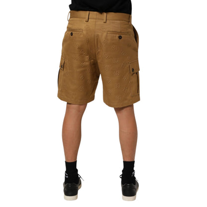Dolce & Gabbana Brown Cotton Stretch Logo CargoBermuda Shorts Dolce & Gabbana