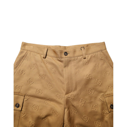 Dolce & Gabbana Brown Cotton Stretch Logo CargoBermuda Shorts Dolce & Gabbana