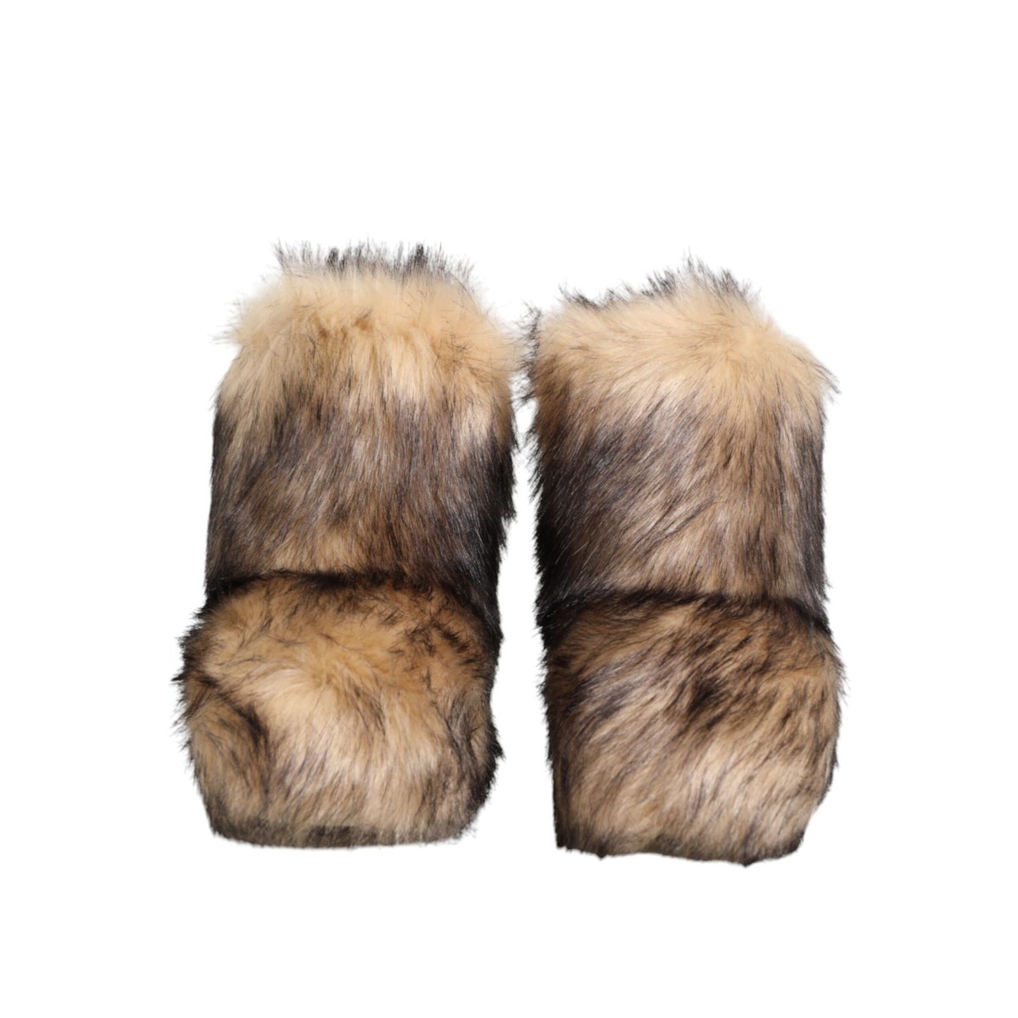Dolce & Gabbana Brown Faux Skim Ski Fur Men Short Boots Shoes Dolce & Gabbana