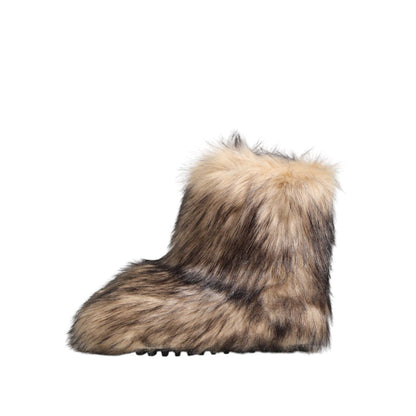 Dolce & Gabbana Brown Faux Skim Ski Fur Men Short Boots Shoes Dolce & Gabbana