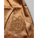 Dolce & Gabbana Brown Floral Lace Tank Lingerie Sleepwear Underwear with embroidered DG logo on silk satin fabric.