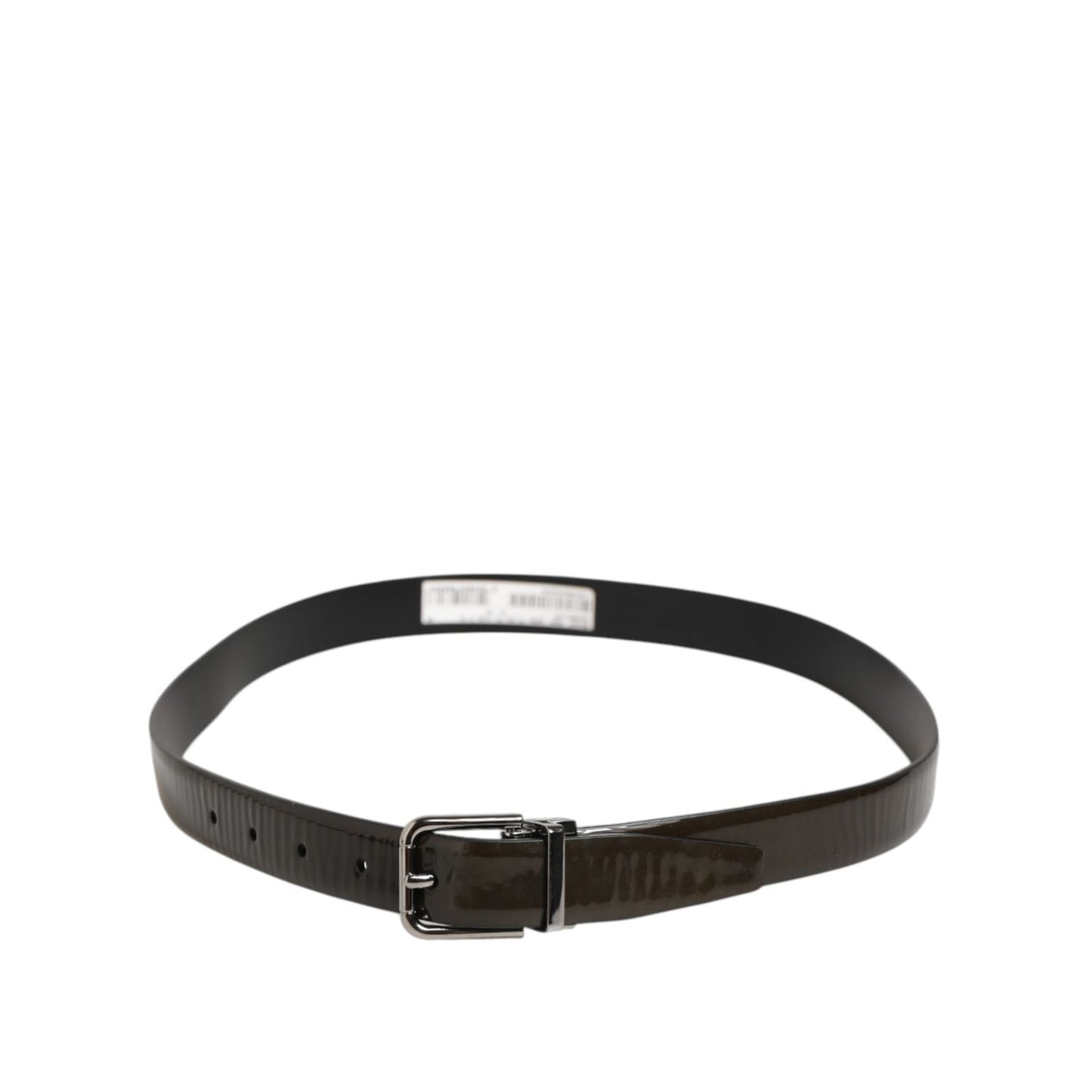 Dolce & Gabbana Brown Glossy Leather Classic Metal Buckle Belt Dolce & Gabbana
