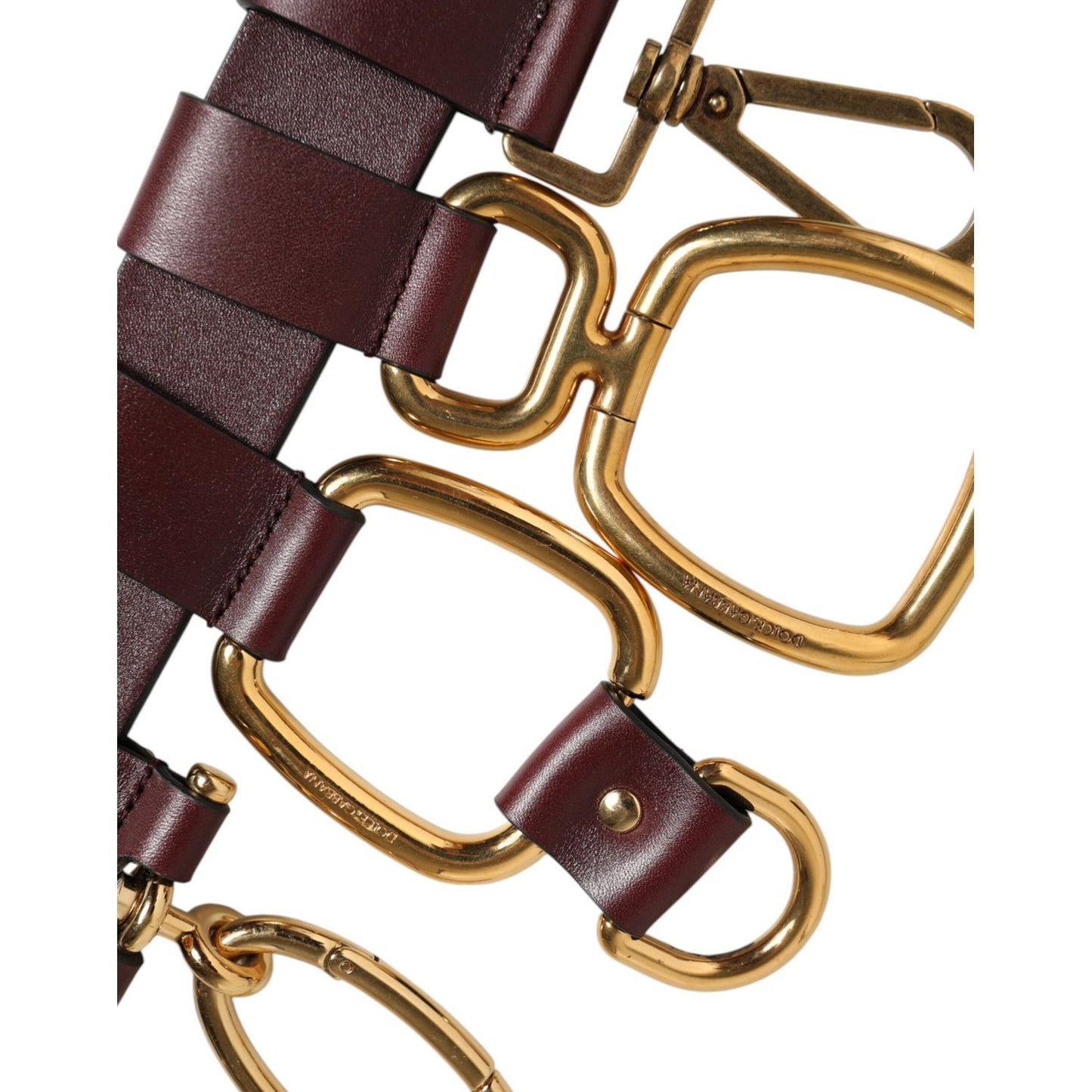 Dolce & Gabbana Brown Key Ring Clip Attachments Buckle Belt Dolce & Gabbana