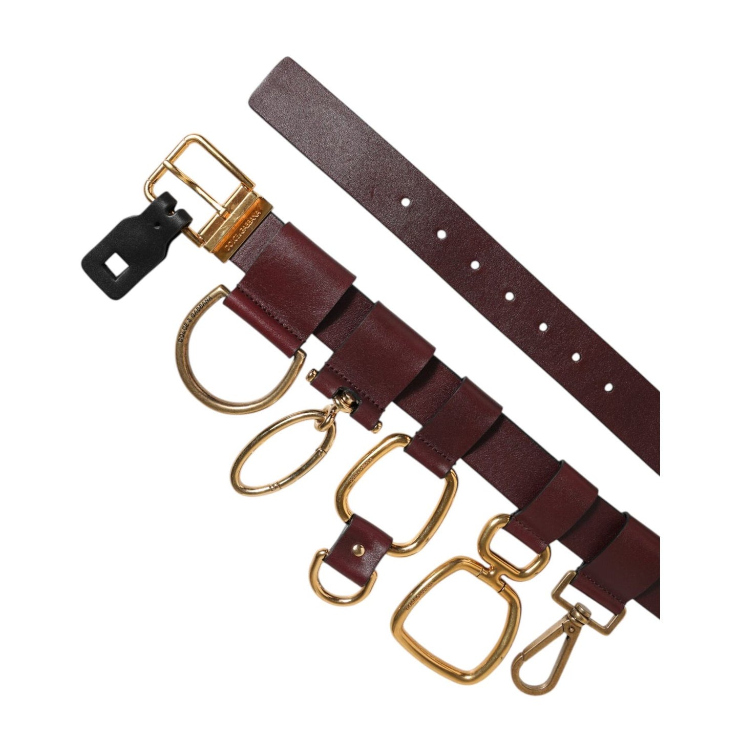 Dolce & Gabbana Brown Key Ring Clip Attachments Buckle Belt Dolce & Gabbana