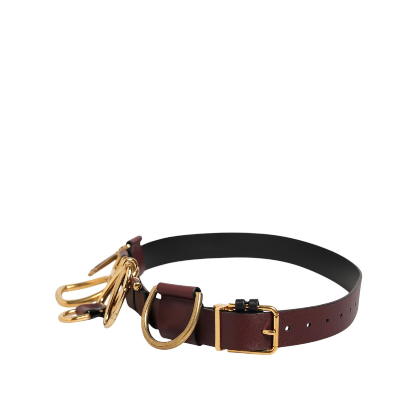 Dolce & Gabbana Brown Key Ring Clip Attachments Buckle Belt Dolce & Gabbana