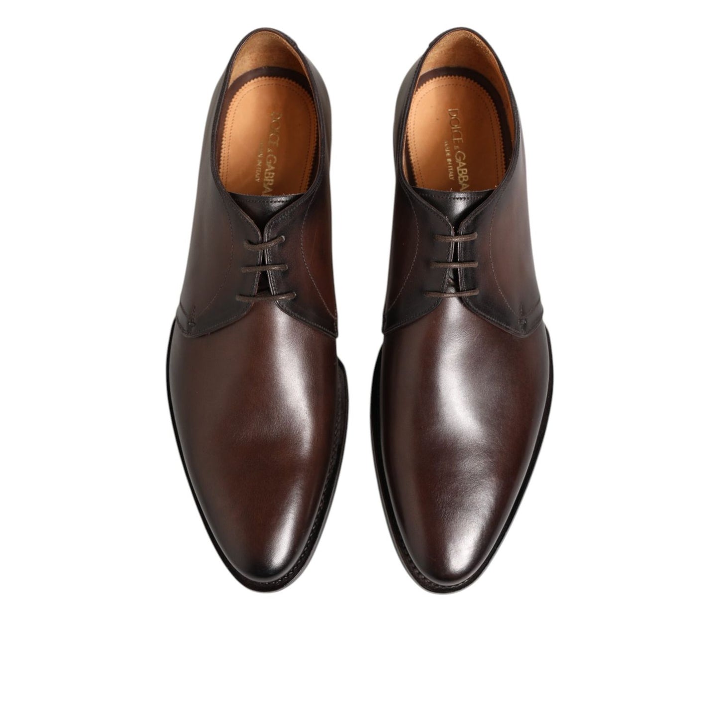 Dolce & Gabbana Brown Leather Lace Up Dress Men Derby Shoes Dolce & Gabbana