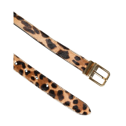 Dolce & Gabbana Brown Leather Leopard Print Metal Buckle Belt Dolce & Gabbana