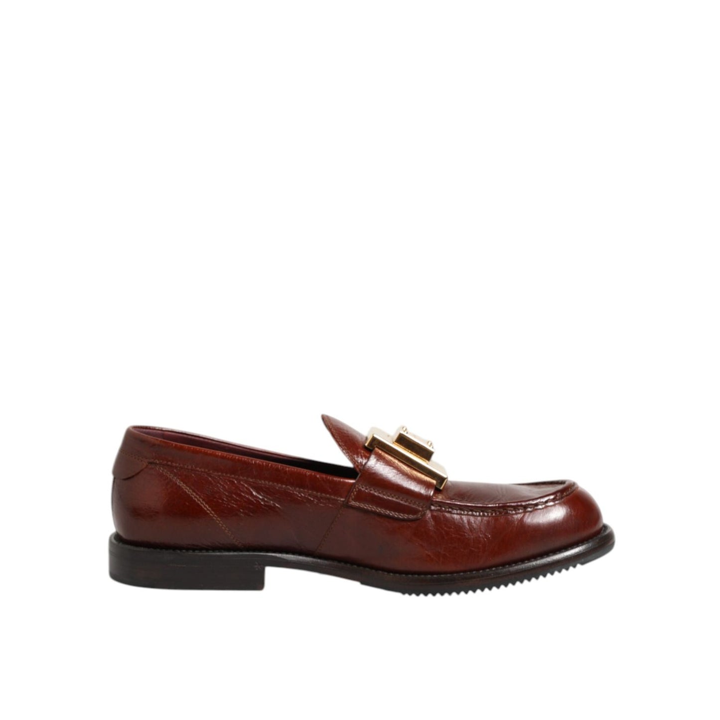 Dolce & Gabbana Brown Leather Logo Slip On Men Dress Shoes Dolce & Gabbana