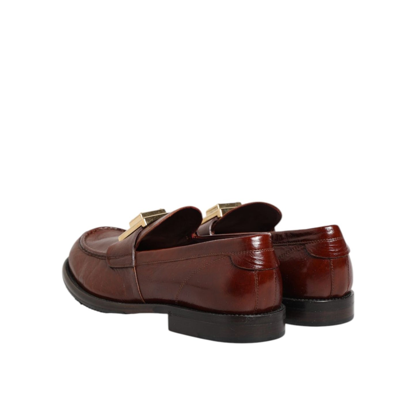 Dolce & Gabbana Brown Leather Logo Slip On Men Dress Shoes Dolce & Gabbana