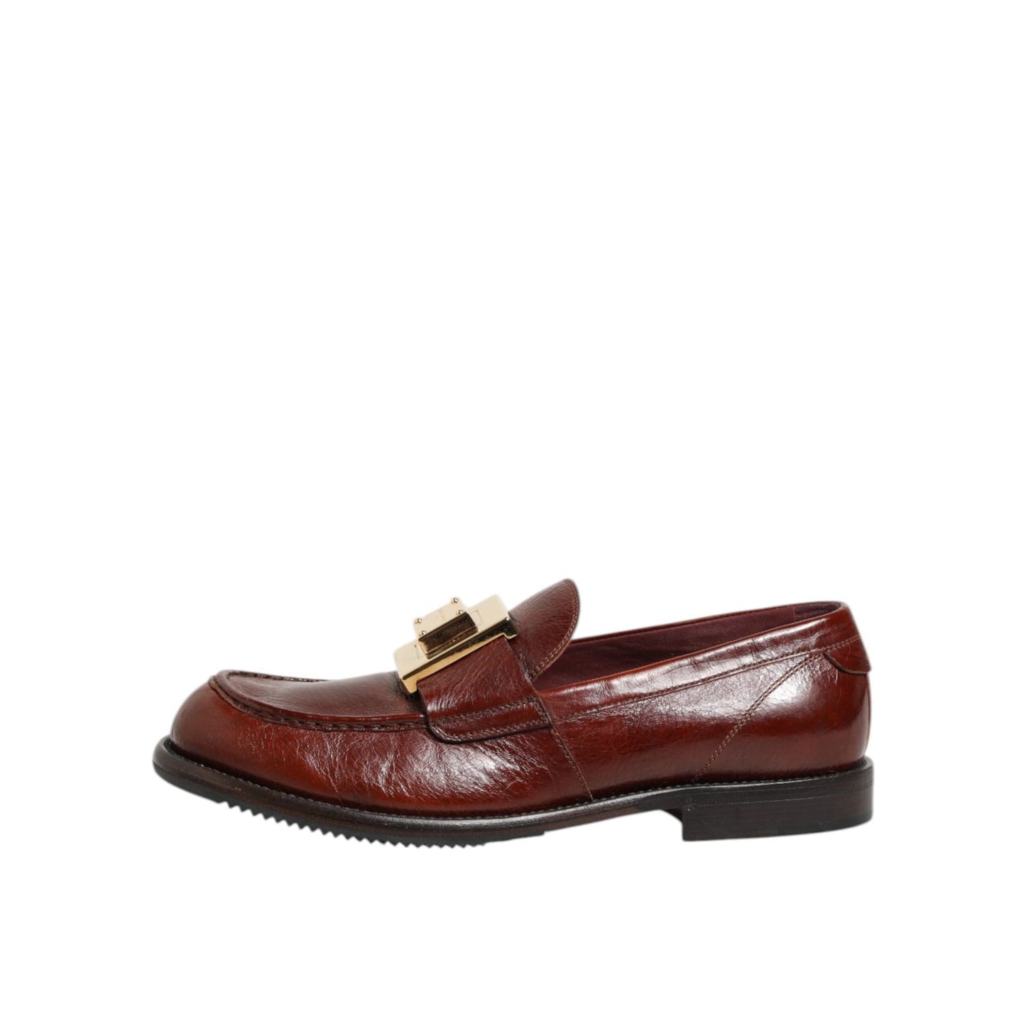 Dolce & Gabbana Brown Leather Logo Slip On Men Dress Shoes Dolce & Gabbana