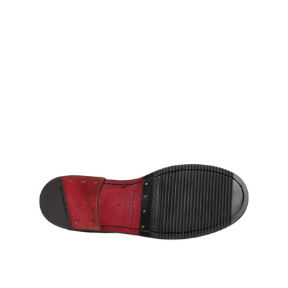 Dolce & Gabbana Brown Leather Logo Slip On Men Dress Shoes Dolce & Gabbana