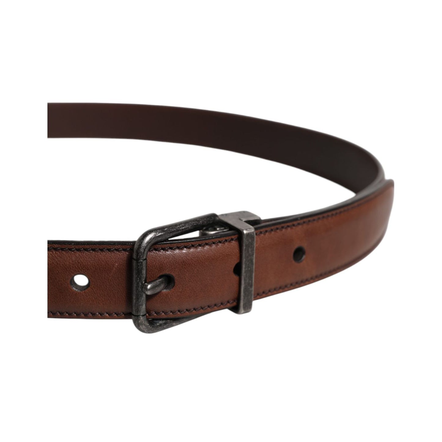 Dolce & Gabbana Brown Leather Metal Buckle Classic Belt