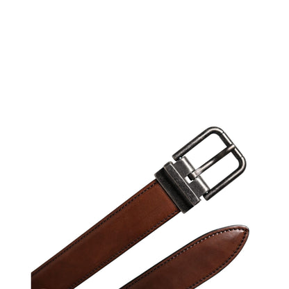 Dolce & Gabbana Brown Leather Metal Buckle Classic Belt