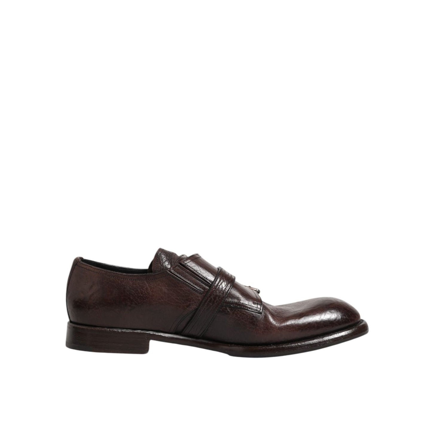 Dolce & Gabbana Brown Leather Monk Strap Formal Derby Shoes Dolce & Gabbana