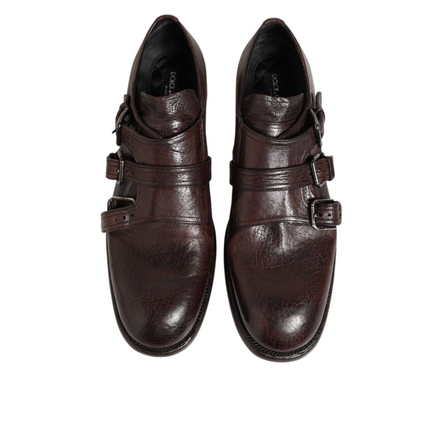 Dolce & Gabbana Brown Leather Monk Strap Formal Derby Shoes Dolce & Gabbana