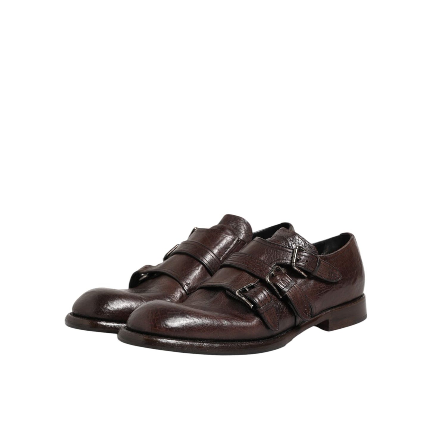 Dolce & Gabbana Brown Leather Monk Strap Formal Derby Shoes Dolce & Gabbana