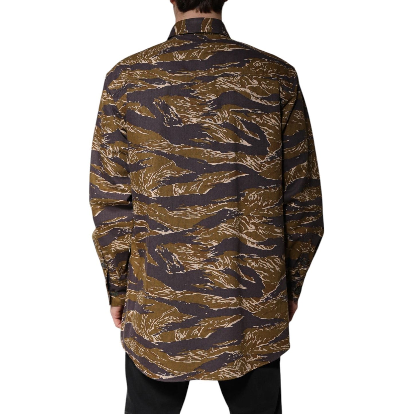 Dolce & Gabbana Brown Leopard Cotton Collared Coat Jacket Dolce & Gabbana