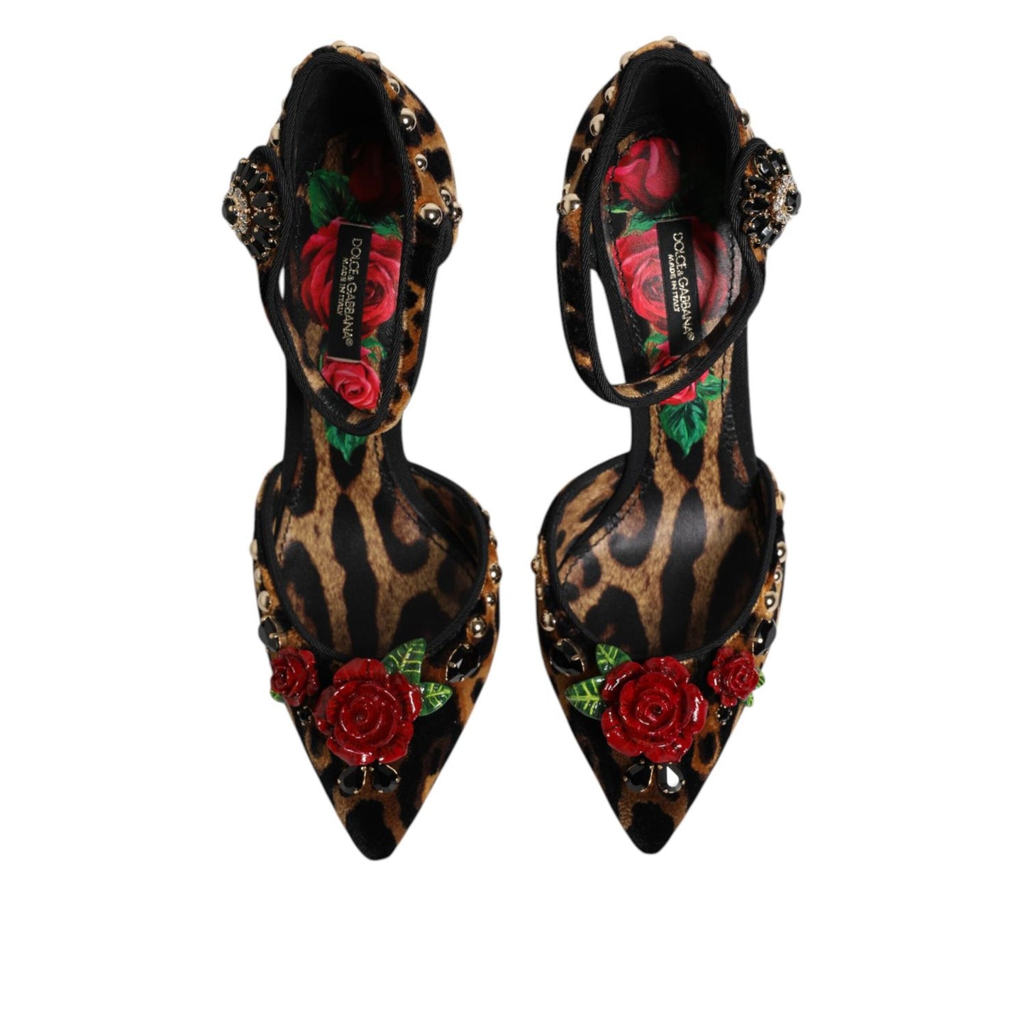 Dolce & Gabbana Brown Leopard Crystal Roses Pumps Shoes Dolce & Gabbana