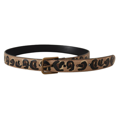 Dolce & Gabbana Brown Leopard Print Vintage Metal Waist Buckle Belt Dolce & Gabbana