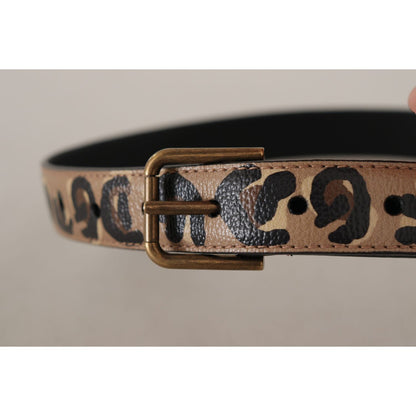 Dolce & Gabbana Brown Leopard Print Vintage Metal Waist Buckle Belt Dolce & Gabbana