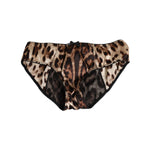 Dolce & Gabbana Brown Leopard Silk Mid Waist Panty Underwear featuring luxurious silk and signature leopard print.