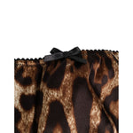 Dolce & Gabbana Brown Leopard Silk Mid Waist Panty Underwear with a luxurious silk fabric and elegant leopard print design.